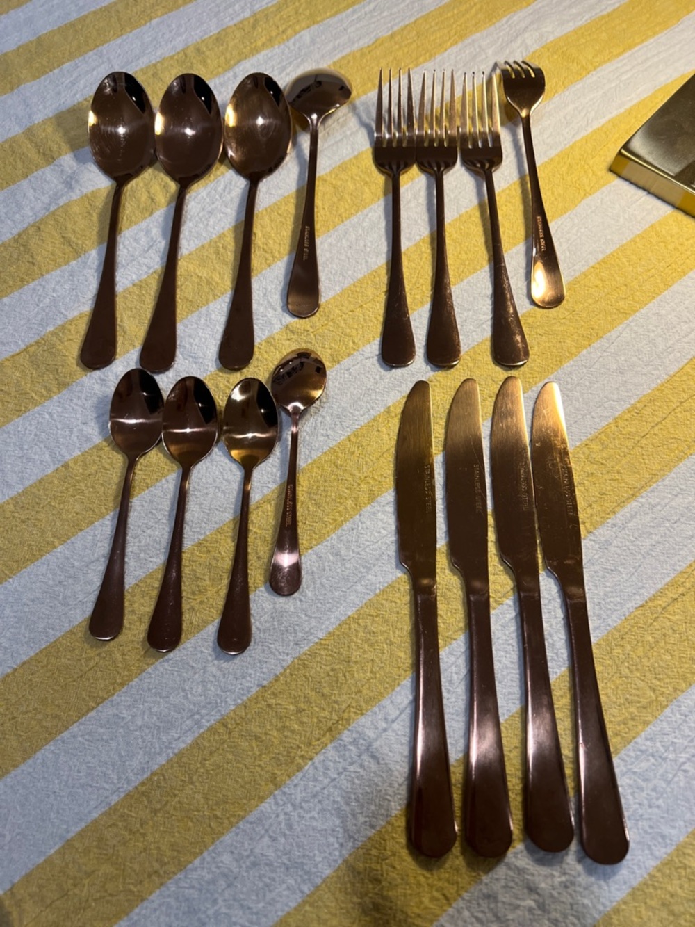 Modern Rose Gold Flatware Set for Home Dining